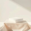 Minimalist White Cubic Podium on Soft Beige Background for Elegant Product Display
