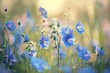enchanting field of blue wildflowers soft focus and dreamy atmosphere nature photography