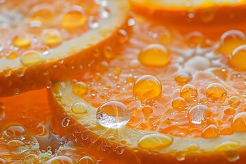 Wall Mural - fresh orange slice with water drops ai generated image