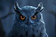 humorous owl portrait against dark night background eagleowl head closeup 3d illustrations