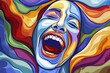joyous laughter personified abstract human face illustration