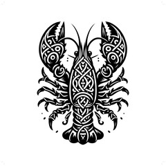 Wall Mural - lobster, crayfish  silhouette in animal celtic knot, irish, nordic illustration