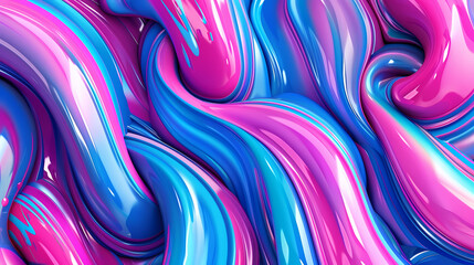 Wall Mural - Vibrant Swirls of Color on a Pink Background