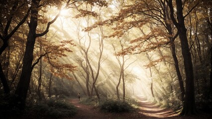 Wall Mural - morning in the forest