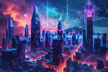 Fototapete - future landscape of tokenized real estate projects