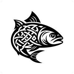 Wall Mural - piranha silhouette in animal celtic knot, irish, nordic illustration