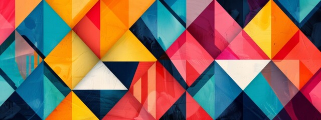 Wall Mural - Abstract geometric patterns in vibrant colors for use as backgrounds or overlays.