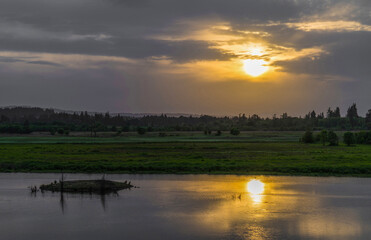 Wall Mural - A twilight by the river