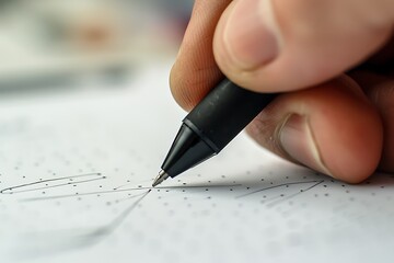 Leinwandbilder - Closeup of a hand holding a pen, ready to sketch out ideas