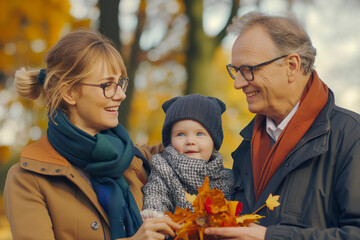 Three generations of Caucasian family