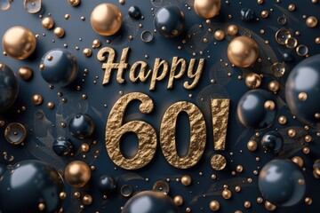 Wall Mural - Joyful sixtieth: a celebration of milestones, memories, and new beginnings, marking sixty years with heartfelt greetings and warm wishes.