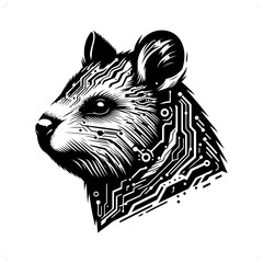  Quokka silhouette in animal cyberpunk, modern futuristic illustration