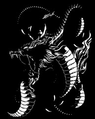 Sticker - black and white dragon