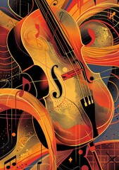 Dynamic illustrations of music instruments, notes, or performers for music-related designs or event promotions.