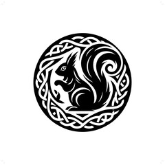 Wall Mural - Squirrel silhouette in animal celtic knot, irish, nordic illustration