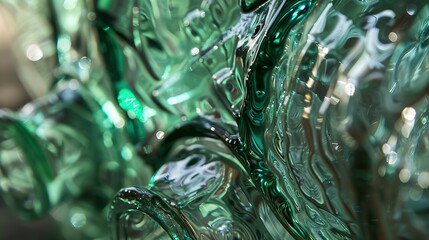 Poster - Molding glass bottles, close-up, detailed mold closure and glass formation 