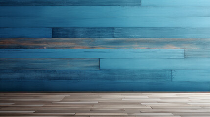 Wall Mural - imagine A captivating arrangement of empty wooden planks in varying shades of ocean blue, evoking a sense of depth and tranquility.