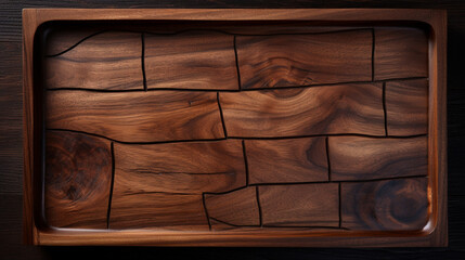 Wall Mural - imagine An abstract top-down view of an empty wooden palette in a deep walnut shade.