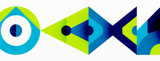 Aufkleber - A logo featuring a circle surrounded by triangles in electric blue and green colors on a white background, showcasing creative arts and symmetry in design