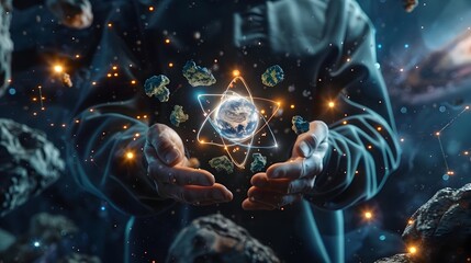Wall Mural - captivating cosmic realm glowing celestial spheres ignite imagination and discovery