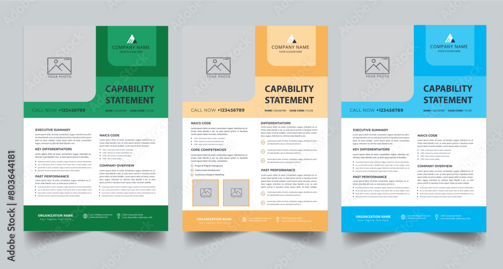 Capability Statement Template Design. Stock Vector | Adobe Stock