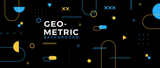 Poster - abstract modern geometric shape banner background design concept on black background