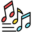 Music lineal multi color icon, related to kindergarten theme, use for UI or UX kit, web and app development.