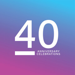 Wall Mural - 40th anniversary design vector template featuring a gradient background color and white number