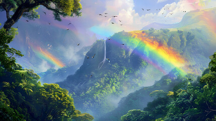 Wall Mural - rainbow over the earth