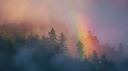 Wall Mural - fog in the woods