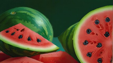 Wall Mural - watermelon and slice