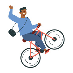 Sticker - young man riding bicycle