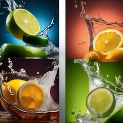 Poster - Set of soda splashes in different flavors like cola, lemon-lime, and orange2