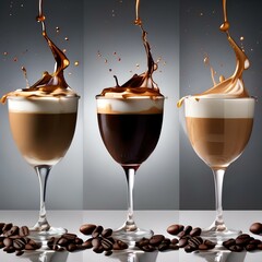 Canvas Print - Assortment of coffee splashes with different coffee types2