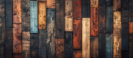 Canvas Print - Close up view of a wooden wall showing a variety of different colors and textures, creating a vibrant and unique background