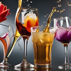 Canvas Print - Assortment of tulip glass splashes with beer3
