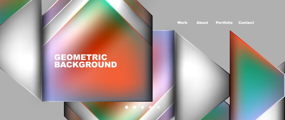 Aufkleber - A geometric background featuring squares and triangles in shades of magenta on a gray backdrop. Perfect for display devices and electronic gadgets with a sleek and modern look