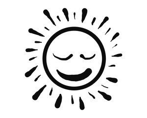 Poster - Doodle set cartoon expressions effects sun. Kids drawing. vector illustration