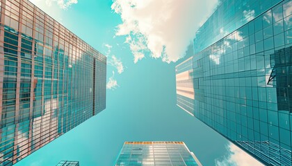 Wall Mural - Skyscape of a group of modern office buildings in the city