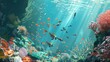 Healthy coral reef scene in Indonesia. fish. Illustrations