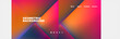 A vibrant geometric background featuring a blend of colorfulness, shades of orange, amber, magenta, and electric blue. The pattern consists of triangles, creating a striking visual effect