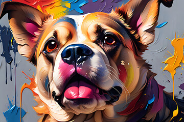 Wall Mural - Dog colorful painting abstract background design illustration