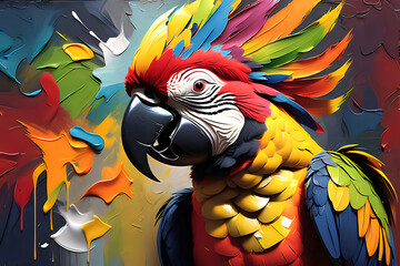 macaw parrot colorful painting abstract background design illustration.