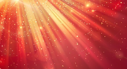 Wall Mural - red background, red light rays with glowing lights on the sides, red and gold gradient background