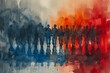 Line of Soldiers Emerging from Mist into a Blazing Sunset Captures the Spirit of Service in a Haunting Watercolor Memorial Day Tribute
