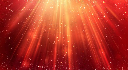 Wall Mural - Red background, red light rays with glowing lights on the sides, red and gold gradient background