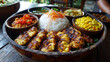 Indonesian traditional bali food --chaos 10 --ar 16:9 --stylize 300 Job ID: 4a2a8a5f-df90-401b-9299-beb98f8a32b1