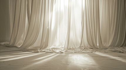 Fototapete - Curtains stage light on background. Mock up Product display podium with Generative Ai.