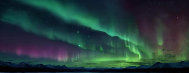 aurora dreams. a slow-moving aurora borealis animation with mesmerizing colors that dance across a s