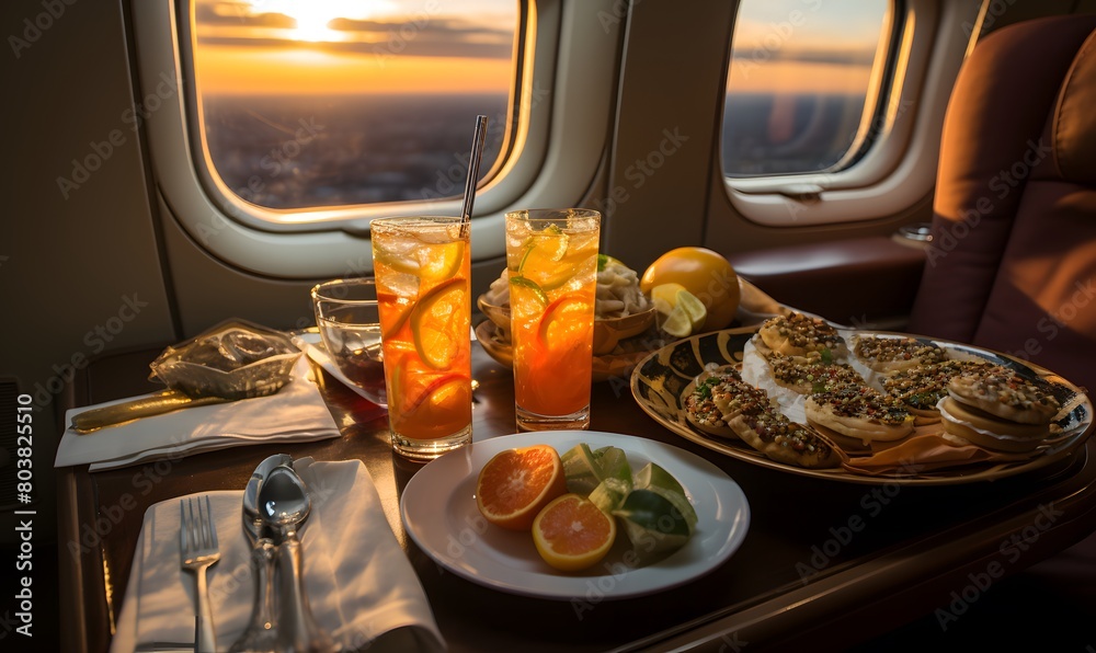 In-flight meal for first class seats Stock Photo | Adobe Stock
